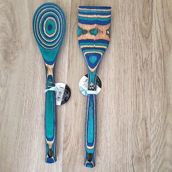NWT Island Bamboo PAKKA WOOD Bundle 2 pc Spatula & Spoon durable serving set - Picture 1 of 7